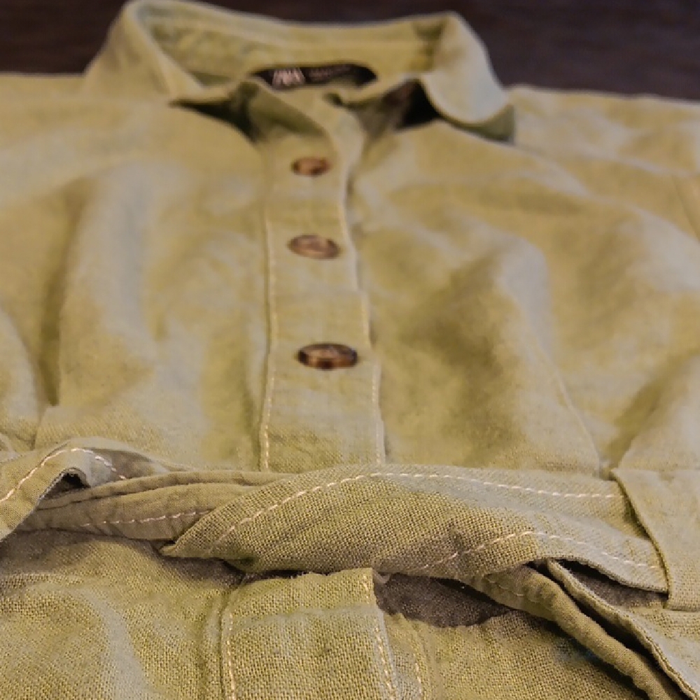 Zara Sage Green Linen Blend Romper With Tie Belt - Picture 5 of 13